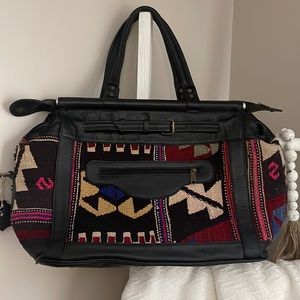 NEW Kilim NYC BOHO, Leather and Tapestry Weekender Travel Bag